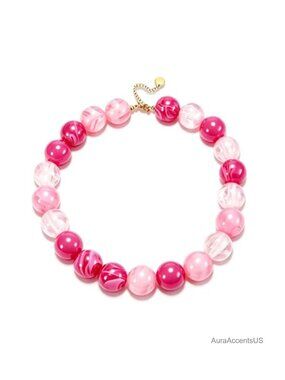 Chunky Beaded Necklace for Women Statement Boho Choker Acrylic Big Bead Summer
